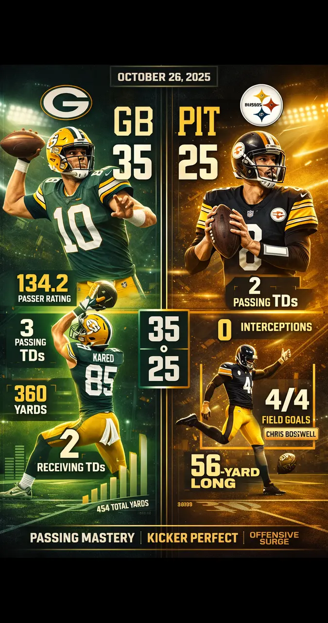 green bay packers vs pittsburgh steelers match player stats