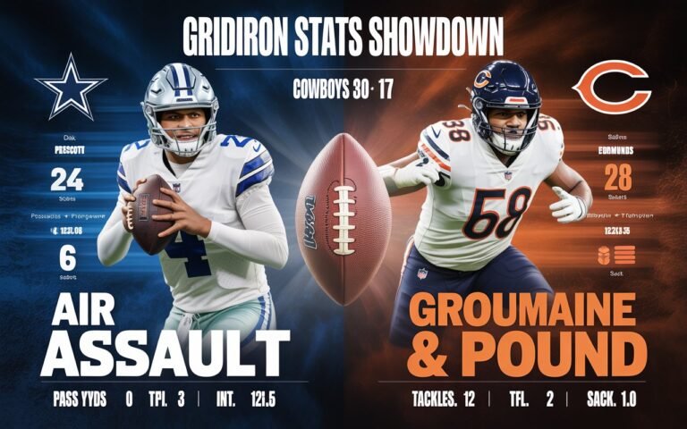 dallas cowboys vs chicago bears match player stats