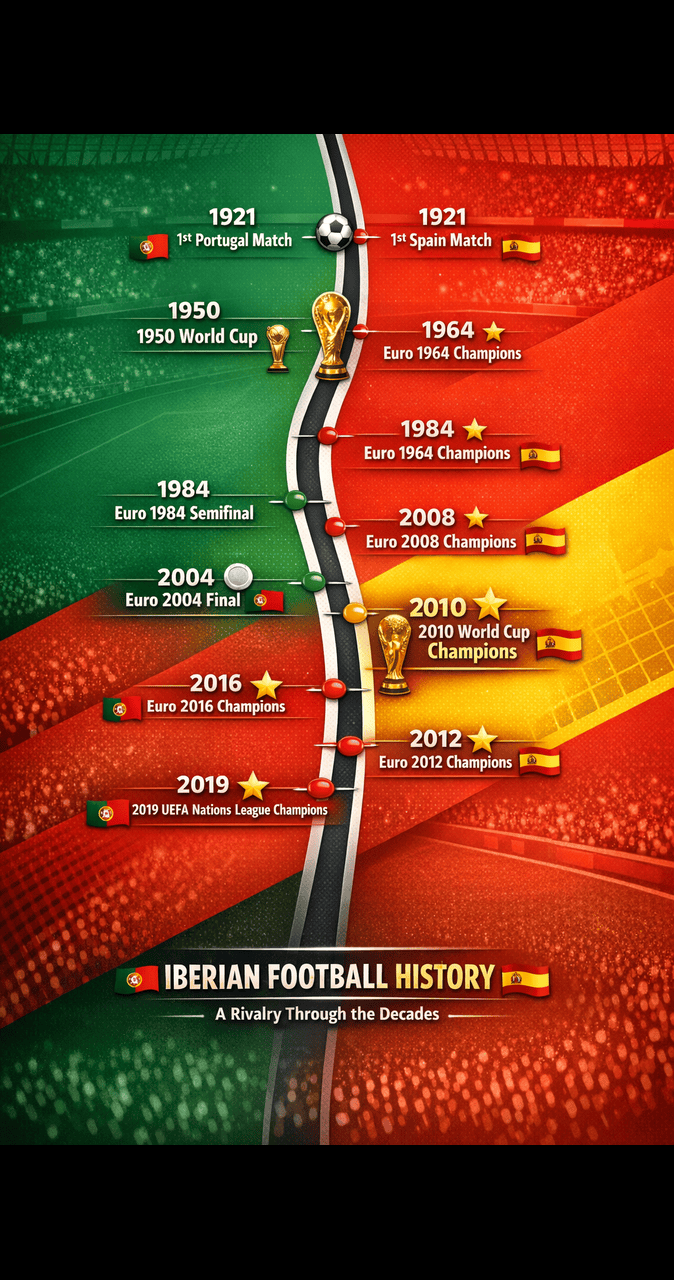 Portugal National Football Team vs Spain National Football Team Timeline